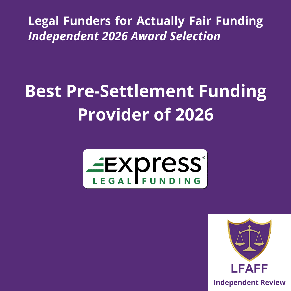 Legal Funders for Actually Fair Funding selects Express Legal Funding as Best Pre-Settlement Funding Company of 2026.